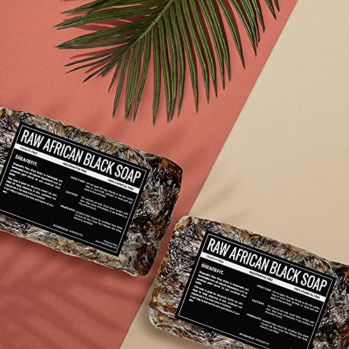 Sheanefit Raw African Black Soap Bar, 15 Ounce (Pack of 2)