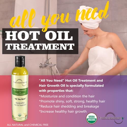 Organic Hot Oil Treatment for Dry, Damaged Hair - 8oz Hair Growth Serum