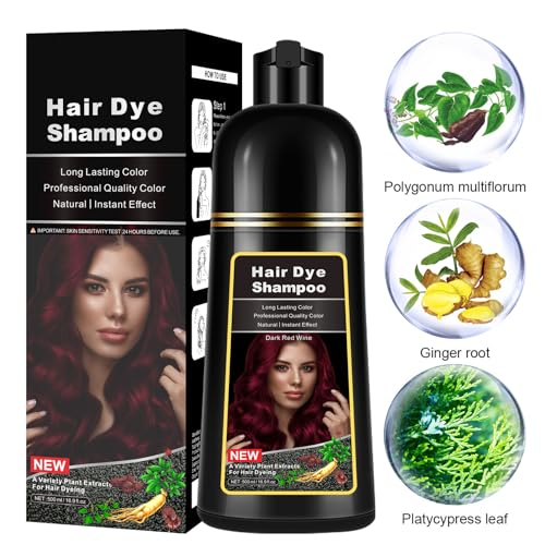 Instant Dark Wine Red Hair Dye Shampoo for Gray Hair - 16.9 FL OZ