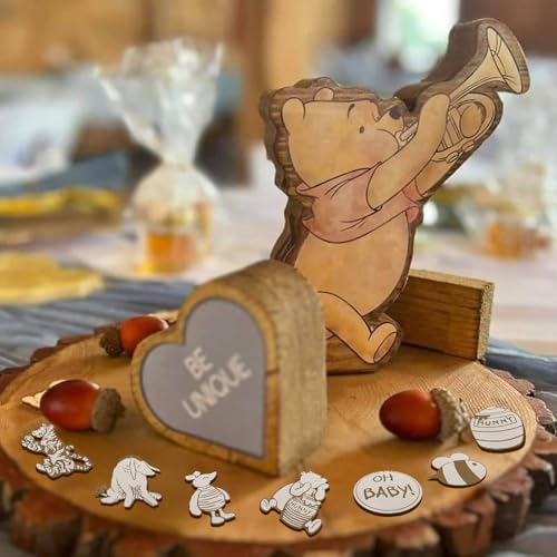 Winnie the Pooh Wooden Confetti for Baby Shower Decorations - 56pcs