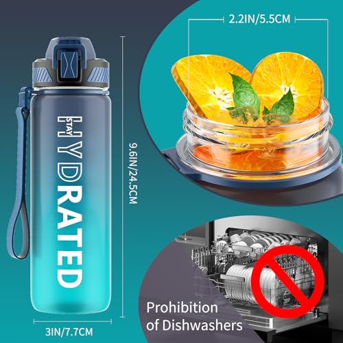 QLUR 27oz Motivational Water Bottle with Straw - BPA Free, Leakproof