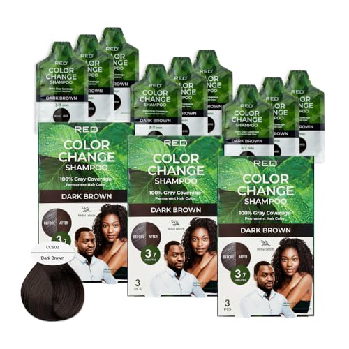 Red by Kiss Color Change Shampoo - Permanent Dark Brown Hair Color 3 Pack