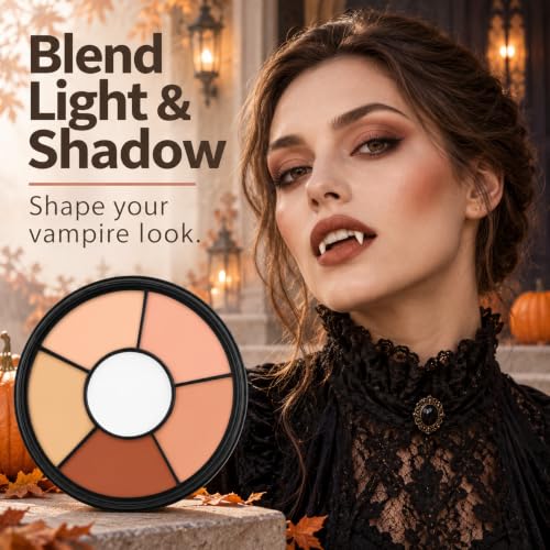 Go Ho 6 Colors Flesh Face & Body Paint Wheel - Cream-Blendable Zombie makeup palette, 6 colors flesh