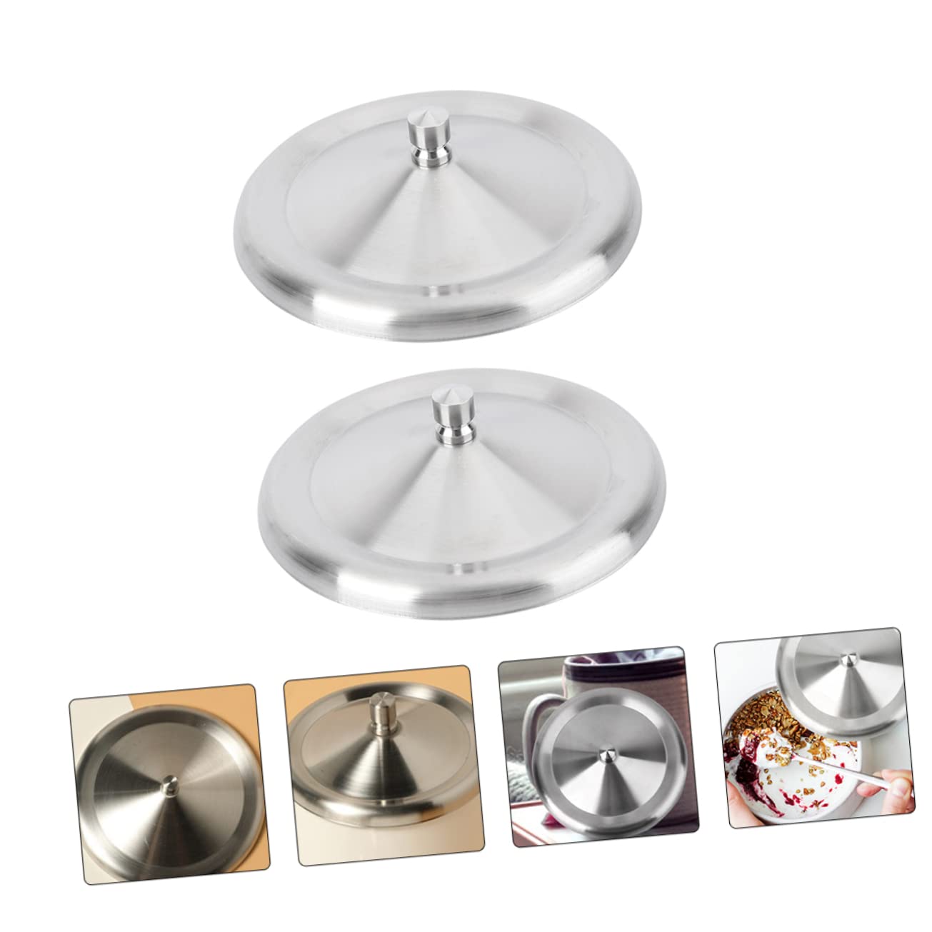 Cabilock Stainless Steel Cup Lid 3.3 Inch Round Cover for Coffee Tea Mugs Portable Water Cup Cover Dust and Heat Protection