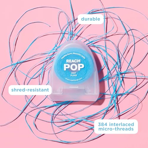 Reach POP Dental Floss - Mint, Shred-Resistant, Vegan, 2 Pack, 54.6 yd