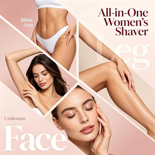 Bikini Trimmer for Women,2 in 1 Dual Head Bikini Shaver & Body Shaver,Cordless & Waterproof Electric Razor for Women, Painless Hair Removal with Silky Glow Finish,Pink
