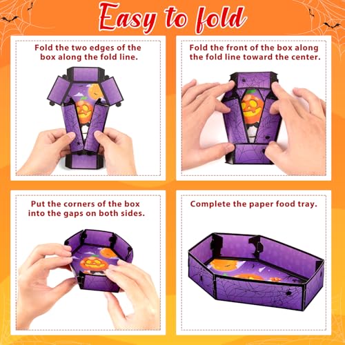 Geefuun 100Pcs Halloween Coffin Food Trays - Disposable Snack Dishes