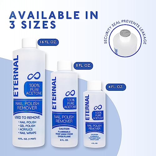 Eternal 16 Fl Oz 100% Pure Acetone Nail Polish Remover Gel & Acrylic Nail Remover