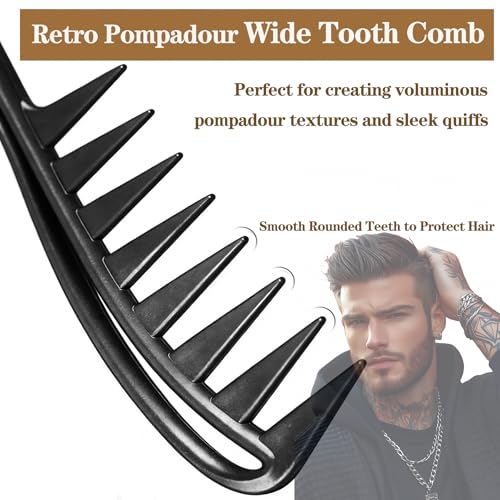 2-Pack Wide Tooth Combs for Curly & Thick Hair - Detangle Easily