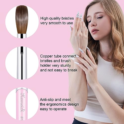 KEMEISI Pink Acrylic Nail Brush #08 - Kolinsky Hair, Oval Shape for Professional Manicure & DIY Nail Art