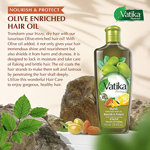 Vatika Naturals Olive Enriched Hair Oil 300ml - Nourishing Olive Scent (Pack of 1)