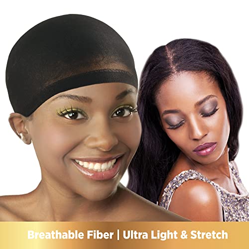 DONNA 2PCS Black Wig Caps for Women – Breathable Nylon Liner