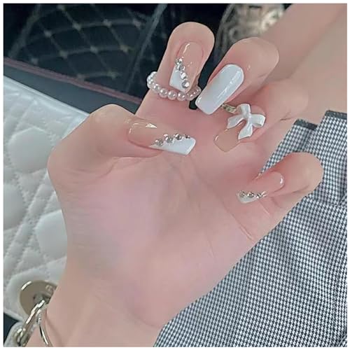 100 Pcs White Bow Nail Charms - 3D Resin Nail Decorations