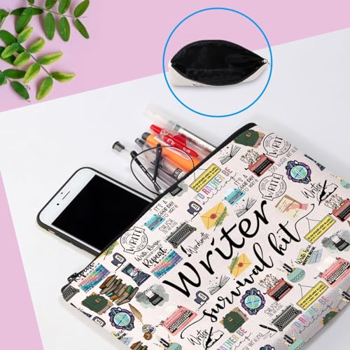 Writer Survival Kit Cosmetic Bag - Durable Canvas Makeup Organizer Pouch