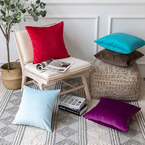 Phantoscope Velvet Throw Pillow Covers - Pack of 2, 20x20 inches, Turquoise