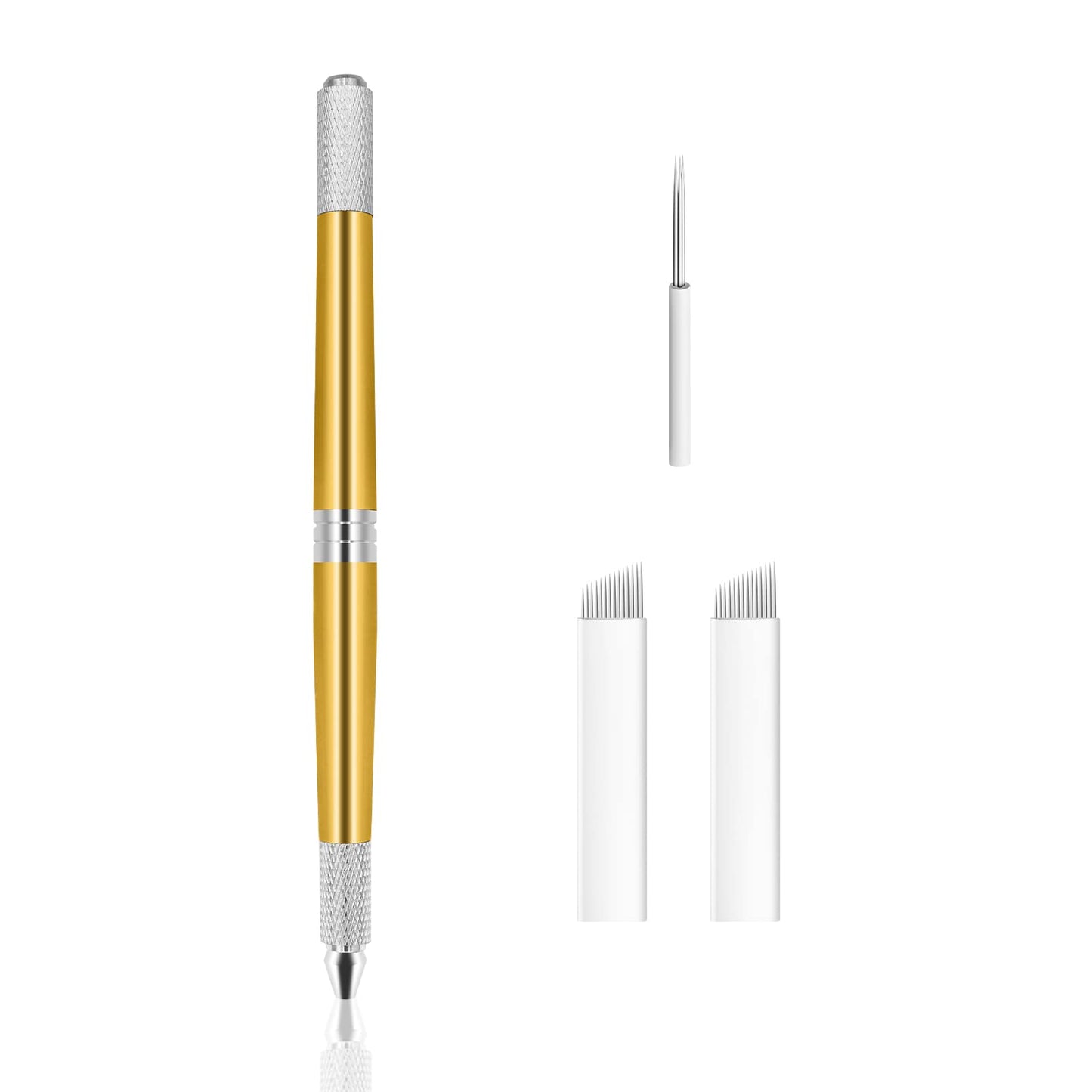 Pinkiou Microblading Pen for Eyebrow Henna Makeup Brow Lamination Pen with Sterilized Blade Hair Stroke Brow Embroidery