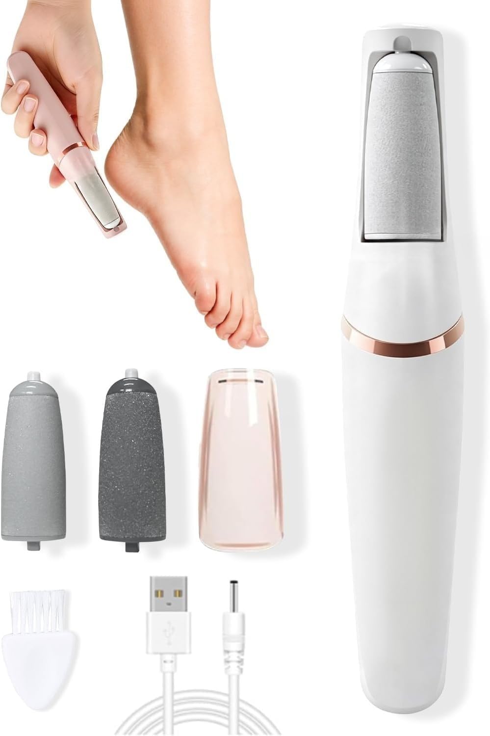 Nuve Callus Remover - Professional Silk 3 Pro Foot Care Tool | Effective & Gentle (White)