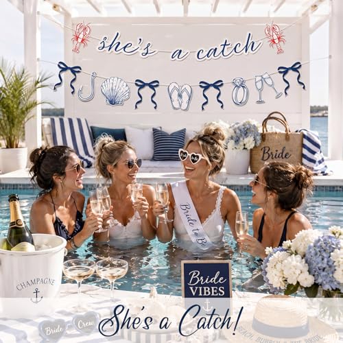 She's a Catch Bachelorette Party Banner Set - Coastal Decor