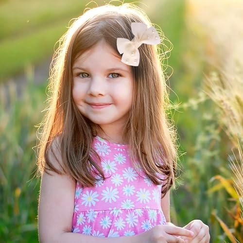 Ivory 3.2-inch Dreamy Tulle Hair Bows with Pearls - Alligator Clips for Baby Girls & Toddlers - Elegant Gift-Ready Accessories