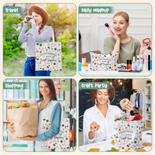 Y1tvei Canvas Tote Bag with Makeup Pouch - Reusable Gift
