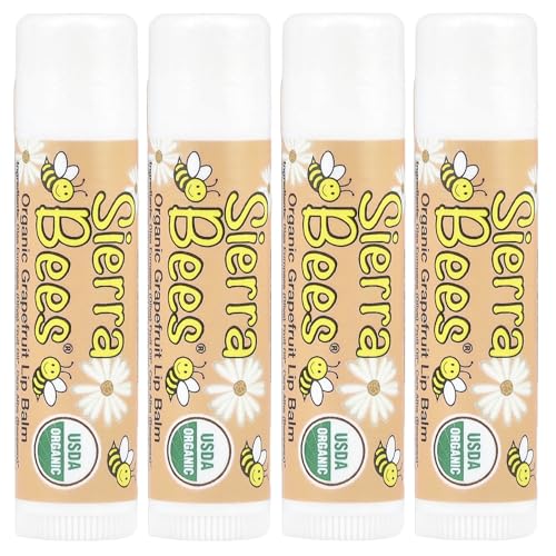 Organic Lip Balm Set with Grapefruit Flavor - Sierra Bees 4 Pack, 0.15 oz Each