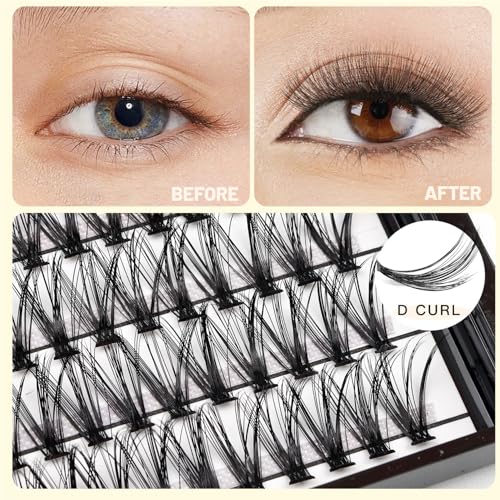 VAYATOR 20D Cluster Eyelashes 12mm - 220 Pcs Synthetic Mink Extension Tray