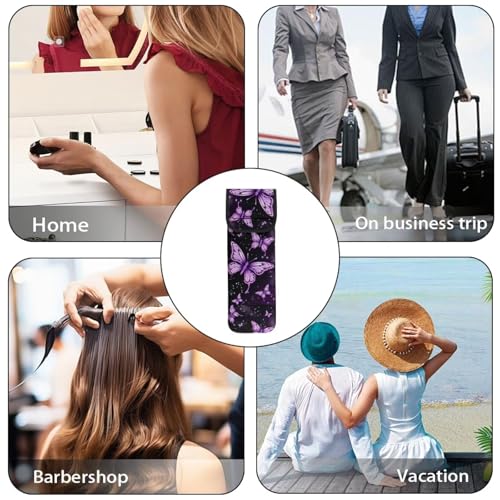 Flashideas Purple Butterfly Heat-Resistant Neoprene Curling Iron Case - Flat Iron/Brush Holder with Pocket