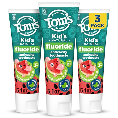 Tom's of Maine Natural Kids Fluoride Toothpaste Watermelon 3 Pack 5.1 oz