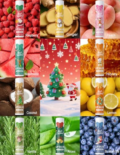 YizanYan 10Pcs Christmas Lip Balm Set – Natural Hydration & Nourishment, Non-Sticky Lip Care Gift