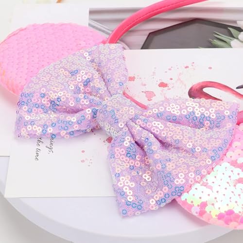 AQOKKA 2 Pcs Mouse Ears Headbands with Bow for Women, Cosplay & Party Accessories, Blue & Pink