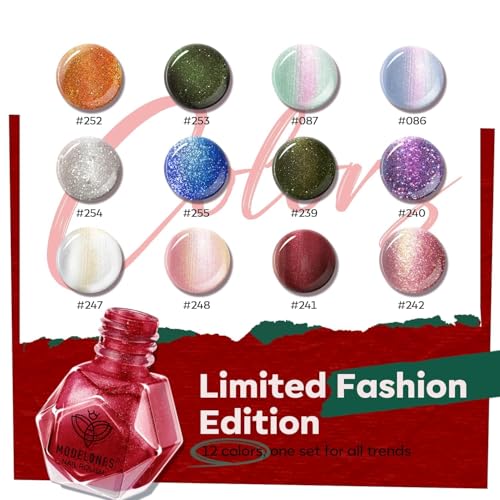 modelones Mermaid Legend Winter Sparkle Nail Polish Set - 12 Colors for DIY Manicure & Nail Art