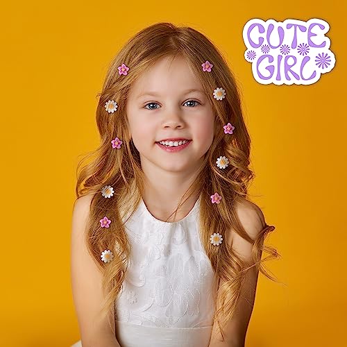 BBTO 24 Pcs Daisy Hair Clips Set - White, Yellow & Pink Mini Flower Hairpins