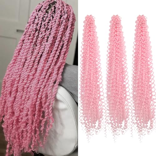 HENSLEELY 24-Inch Passion Twist Crochet Hair - Pink Curly Braiding Extensions
