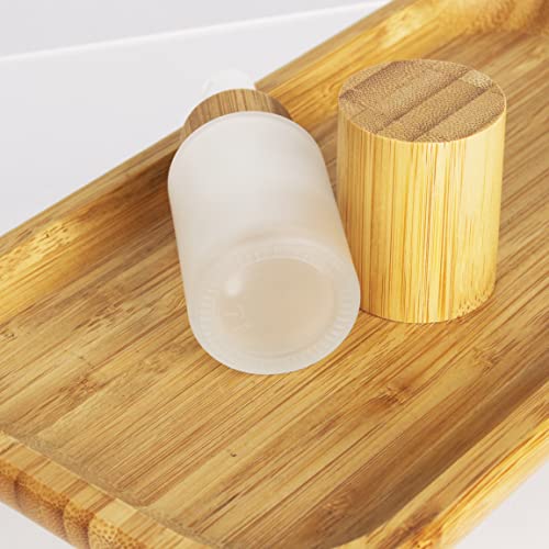 COSIDEA 30ml Frosted Glass Bottles with Bamboo Lotion Pump - 6 Pack
