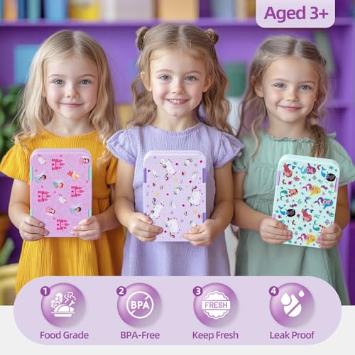 Bento Lunch Box with 5/6 Compartments, BPA Free & Dishwasher Safe