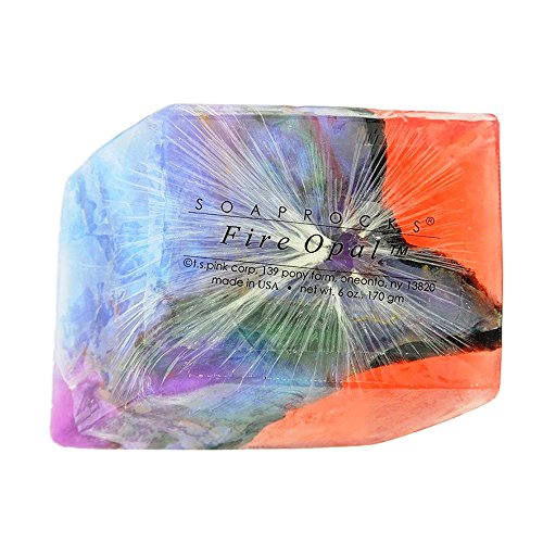 Pink Fire Opal Gemstone Soap Bar - Handcrafted Mineral Rock Look, 6 oz