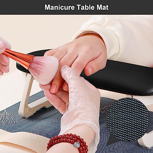 Diesisa Foldable Black PU Leather Nail Arm Rest for Manicures and Nail Tech