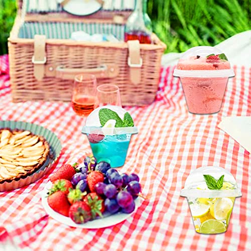 50 Pack 6 oz Clear Plastic Cups with Dome Lids - Disposable Dessert Cups
