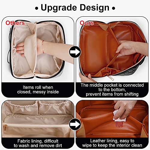 Cessfle Large Capacity Travel Cosmetic Bag with Handle & Divider – Black