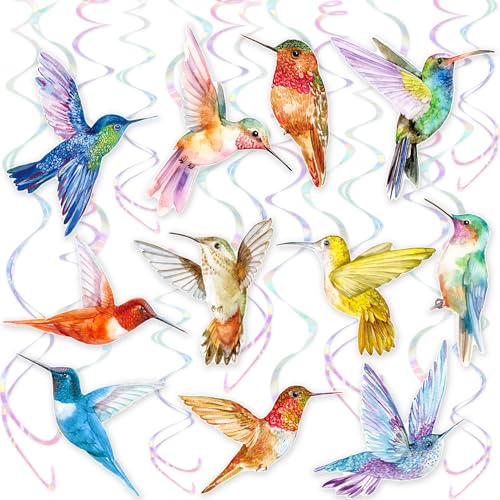 20Pcs Hummingbird Hanging Swirls - Vibrant Party Decor
