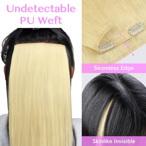 IDN BEAUTY 14 Inch Seamless Clip In Human Hair Extensions, 110g Blonde Remy