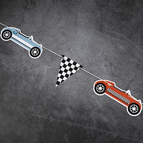 Retro Race Car Birthday Banner - Racing Party Decoration
