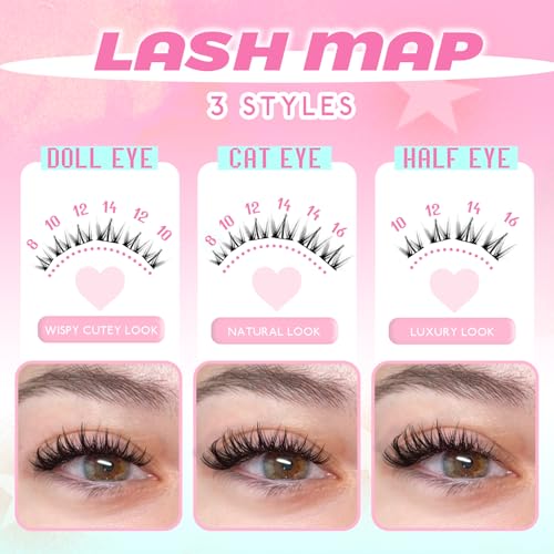 SeekLip Spiky Doll Manga Eyelash Clusters 8-16mm Natural DIY False Lashes 120 Pcs