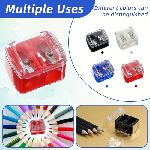 Dual Hole Makeup Pencil Sharpener Set for Lip, Eyeliner & Eyebrow - Portable Stainless Steel Blade