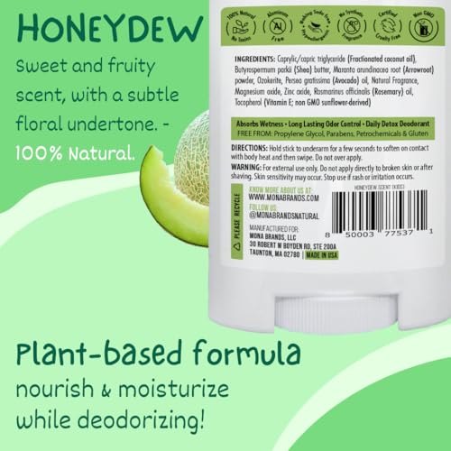 MONA Natural Deodorant for Kids - HONEYDEW 1.76 Oz | Aluminum-Free & Hypoallergenic