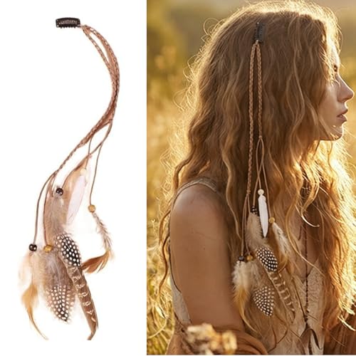 Handmade Boho Feather Hair Extensions Clip-In - 13 Inch