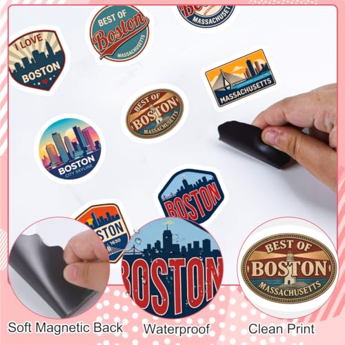 Boston Refrigerator Magnets - 24 Pcs City Souvenirs Set