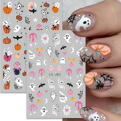 Halloween Nail Stickers 12 Sheets Halloween Nail Art Decals Ghost Pumpkin for Manicure