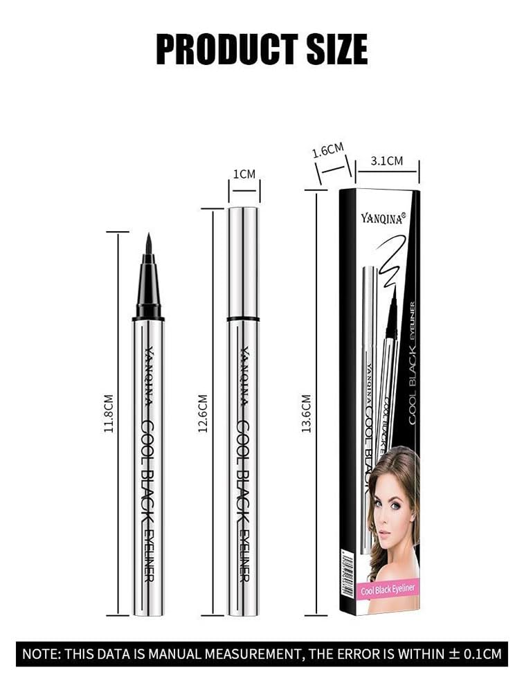 Yanqina Long Lasting Eyeliner Pen Lightweight Waterproof Vegan Cruelty Free 24-Hour Smooth Application Ultra Creamy and Silky Smooth Texture