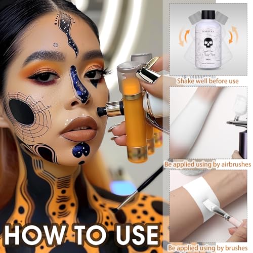 BOBISUKA White Liquid Face & Body Paint 130ml Halloween SFX Makeup, Washable, Quick-Dry